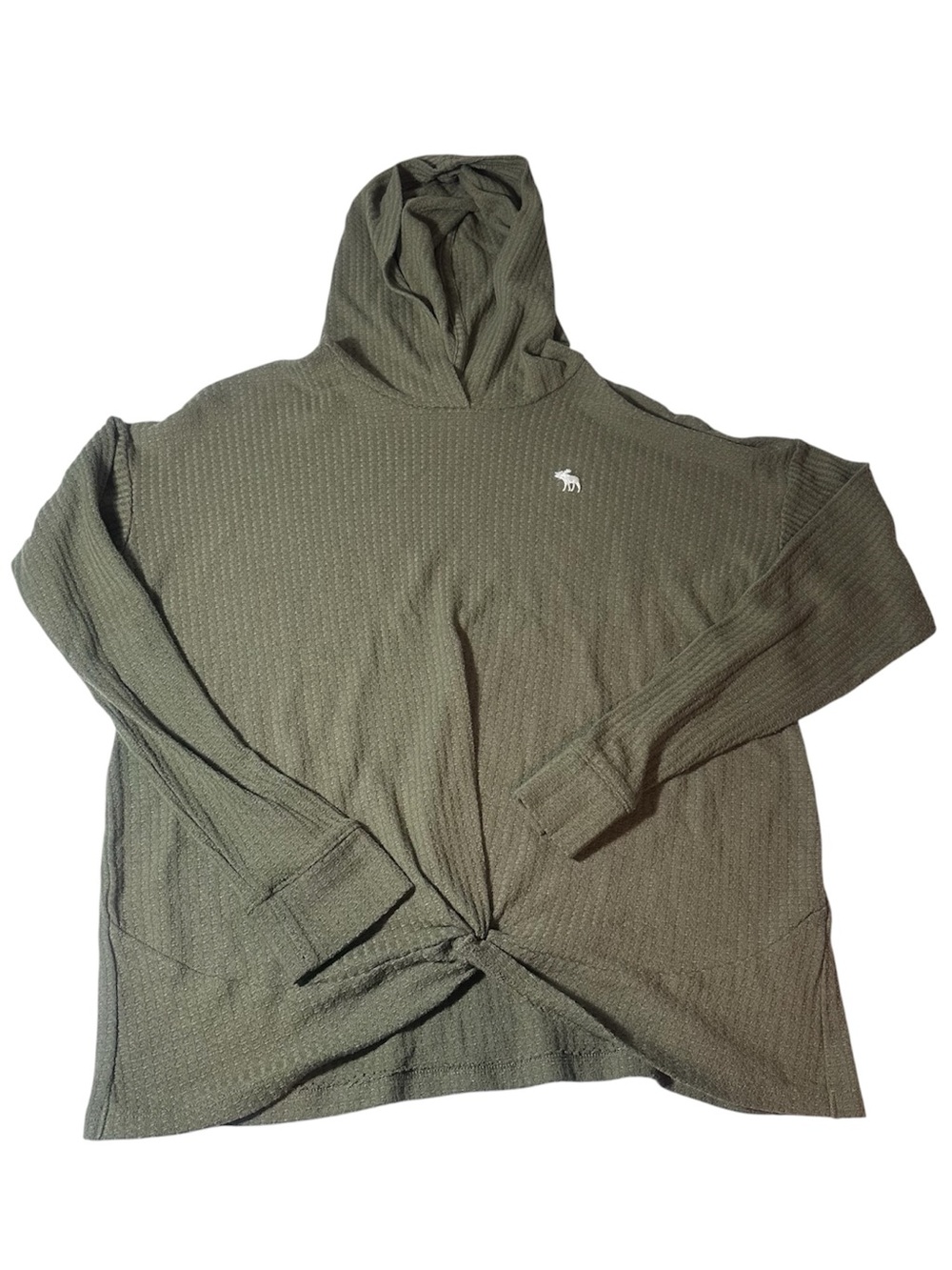 Abercrombie & Fitch Kids green hooded waffle knit top girls XL 15/16